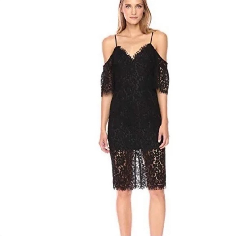 BARDOT Karlie Black Lace Off The Shoulder Dress Size 8